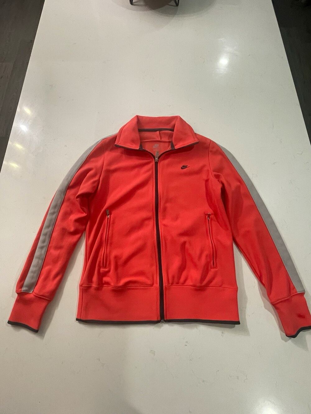 Nike Sportswear Mens Orange Gray Full Zip Track Jacket w/ Pockets Size L